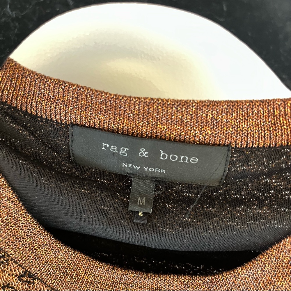 Rag & Bone - Amanda Metallic Crewneck Sweater - copper/brown/black - size M - Picture 4 of 9